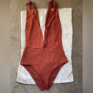 Aerie nwot deep plunge one piece swimsuit rust
